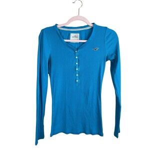 Vintage Y2k Hollister Long Sleeve Henley Top Sz Medium Bella Swan 00's Grunge